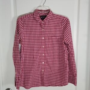 Womens J Crew Club Collar Boy Shirt Size 6 Gingham Plaid Red Pink